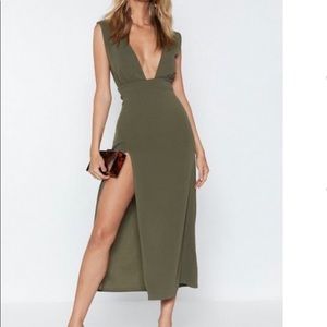 NWT Nasty Gal olive green dress